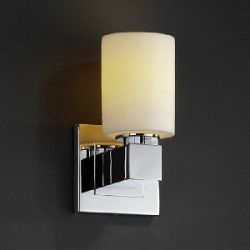 WGL-8705-10-GRCB-NCKL-GU24 - Justice Design - Aero 1-Light Wall Sconce (No Arms) GRCB: Grid Pattern with Bubble Glass Brushed Nickel FinishCylinder/Flat Rim - Wire Glass