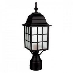 F7917-31 - Sunset Lighting - One Light Square Post Black Finish with Frosted Glass -
