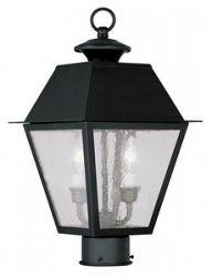 2166-04 - Livex Lighting - Mansfield - Two Light Post Black Finish with Seeded Glass - Mansfield
