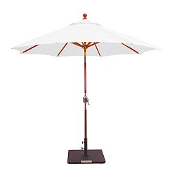 139LW24 - Galtech International - 9' Octagon Umbrella with Pulley 24: White LW: Light WoodSuncrylic - Quick Ship -