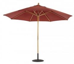 183LW57 - Galtech International - 11' Round Shade with Quad Pulley 57: Burgundy LW: Light WoodSunbrella Solid Colors -