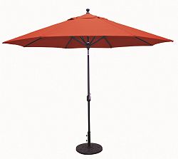 789AB56 - Galtech International - Deluxe Auto Tilt - 11' Round Umbrella 56: Jockey Red AB: Antique BronzeSunbrella Solid Colors - Quick Ship -