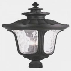 78702-04 - Livex Lighting - Oxford - Four Light Outdoor Post Lantern Black Finish with Clear Water Glass - Oxford