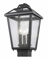 539PHMS-BK - Z-Lite - Bayland - 16 Inch Three Light Outdoor Post Mount Black Finish with Clear Seedy Glass - Bayland