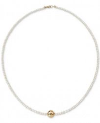 Cultured Freshwater Pearl (2-1/2mm) & Gold Bead 18" Collar Necklace in 14k Gold