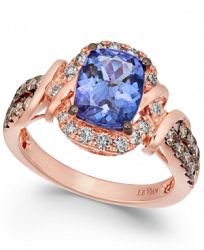 Le Vian Chocolatier Tanzanite (2 ct. t. w. ) and Diamond (5/8 ct. t. w. ) Ring in 14k Rose Gold, Created for Macy's