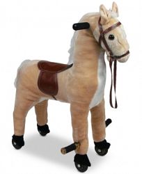 Trademark Global Happy Trails Plush Walking Horse with Wheels & Foot Rests