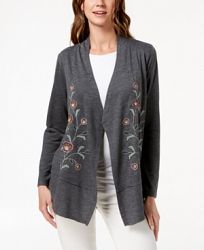 Style & Co Petite Embroidered Cardigan, Created for Macy's