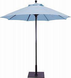 725AB48 - Galtech International - Manual Lift - 7.5' Round Umbrella 48: Air Blue AB: Antique BronzeSunbrella Solid Colors - Quick Ship -