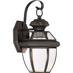 NYCL8407Z - Quoizel Lighting - Newbury Clear - 12.5 11W 1 LED Outdoor Small Wall Lantern Medici Bronze Finish with Clear Beveled Glass - Newbury Clear