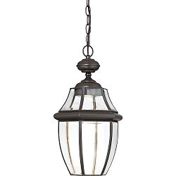 NYCL1911Z - Quoizel Lighting - Newbury Clear - 19 16W 1 LED Outdoor Large Hanging Lantern Medici Bronze Finish with Clear Beveled Glass - Newbury Clear