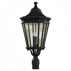 OL5408BK - Feiss - Cotswold Lane - Three Light Outdoor Post Mount Black Finish with Clear Beveled Glass - Cotswold Lane