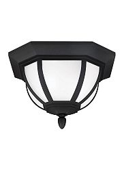 7836302-12 - Sea Gull Lighting - Childress - Two Light Outdoor Flush Mount Medium Base: 60W Black Finish with Satin Etched Glass - Childress