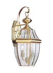 8039EN-02 - Sea Gull Lighting - Lancaster - Two Light Outdoor Wall Lantern Polished Brass Finish with Clear Curved Beveled Glass - Lancaster