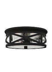 7821402-12 - Sea Gull Lighting - Lakeview - Two Light Outdoor Flush Mount Black Finish with Clear Seeded Glass - Lakeview