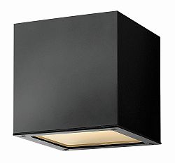 1768SK - Hinkley Lighting - Kube - 6 Inch 8W 1 LED Outdoor Small Wall Mount Satin Black Finish with Etched Glass - Kube