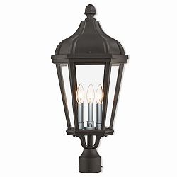76194-14 - Livex Lighting - Morgan - Three Light Outdoor Post Top Lantern Textured Black Finish with Clear Glass - Morgan