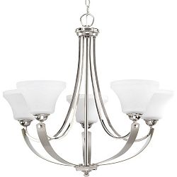 P400012-104 - Progress Lighting - Noma - Five Light Chandelier Polished Nickel Finish with Etched Glass - Noma