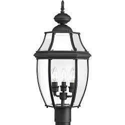 P6433-31 - Progress Lighting - New Haven - 3 Light Outdoor Post Lantern Black Finish with Clear Beveled Glass - New Haven