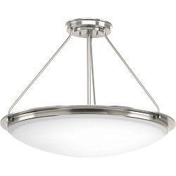 P350066-009-30 - Progress Lighting - Apogee - 27 Inch 71W 1 LED Convertible Semi-Flush Mount Brushed Nickel Finish with Etched Glass - Apogee