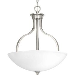P500071-009 - Progress Lighting - Laird Inverted Pendant 3 Light Brushed Nickel Finish with Etched Glass - Laird
