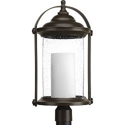 P540026-020-30 - Progress Lighting - Whitacre - 22.88 Inch 9W 1 LED Outdoor Post Lantern Antique Bronze Finish with Clear Seeded/Etched Ivory Glass - Whitacre
