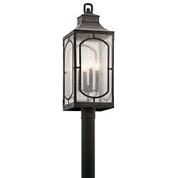 49934WZC - Kichler Lighting - Bay Village - Four Light Outdoor Post Lantern Weathered Zinc Finish with Clear Seeded Glass - Bay Village