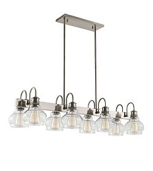 48102CLP - Kichler Lighting - Schoolhouse - Eight Light Linear Chandelier Classic Pewter Finish with Clear Glass - Schoolhouse