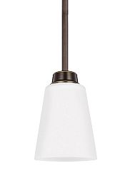 6115201EN3-782 - Sea Gull Lighting - Kerrville - 9.5W One Light Mini-Pendant Heirloom Bronze Finish with Satin Etched Glass - Kerrville