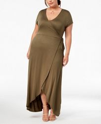 Planet Gold Trendy Plus Size Faux-Wrap Maxi Dress