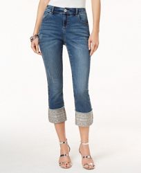 I. n. c. Embroidered Cuffed Jeans, Created for Macy's