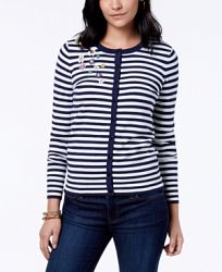 Charter Club Embellished Striped Cardigan, Created for Macy's