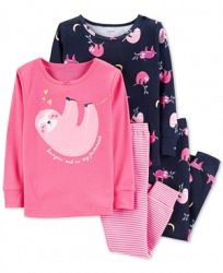 Carter's Baby Girls 4-Pc. Sloth-Print Cotton Pajamas Set