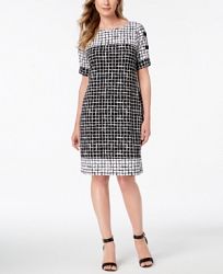 Jm Collection Petite Printed Split-Sleeve Dress, Created for Macy's