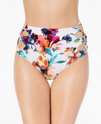 Bar Iii Lace-Up High Waist Brief Bottoms, Created for Macy's Women's Swimsuit