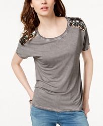 I. n. c. Crew-Neck Sequin-Embellished T-Shirt, Created for Macy's