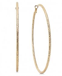 Thalia Sodi Gold-Tone Textured Extra Large 4" Hoop Earrings, Created for Macy's