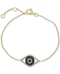 Effy Sapphire (1/3 ct. t. w. ) & Diamond (1/6 ct. t. w. ) Evil Eye Chain Bracelet in 14k Gold