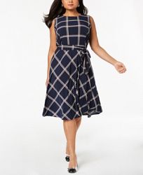 Charter Club Plus Size Plaid Sleeveless Dress, Created for Macy's