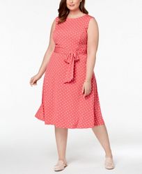 Charter Club Plus Size Dot-Print Midi Dress, Created for Macy's