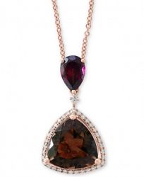 Effy Multi-Gemstone (4-1/4 ct. t. w. ) & Diamond (1/6 ct. t. w. ) 18" Pendant Necklace in 14k Rose Gold