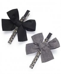 I. n. c. Silver-Tone 2-Pc. Set Crystal & Bow Hair Clips, Created for Macy's