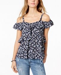 Michael Michael Kors Ruffled Cold-Shoulder Top, Created for Macy's