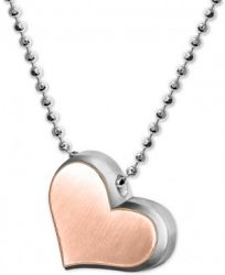 Alex Woo Two-Tone Fusion Heart 16" Pendant Necklace in Sterling Silver & 18k Rose Gold
