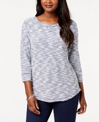 Karen Scott Petite Marled Sweatshirt, Created for Macy's