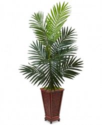 Nearly Natural 4.5' Kentia Palm Artificial Tree in Decorative Wood Planter