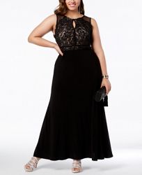 Morgan & Company Trendy Plus Size Lace-Bodice Gown