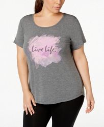 Ideology Plus Size Live Life Graphic T-Shirt, Created for Macy's