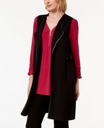 Jm Collection Faux-Leather-Trim Vest, Created for Macy's