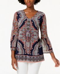 Charter Club Scarf-Print Tunic Top, Created for Macy's